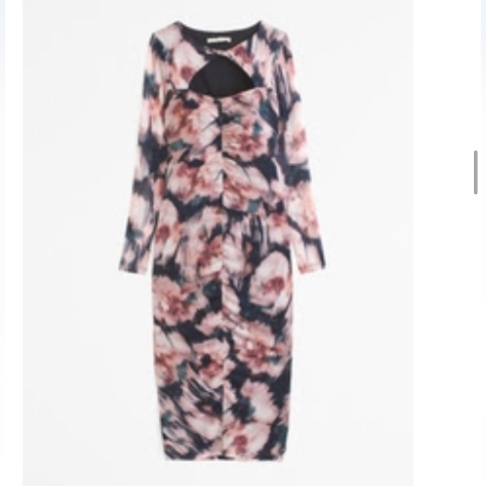 Abercrombie midi mesh dress, long sleeve with cutout